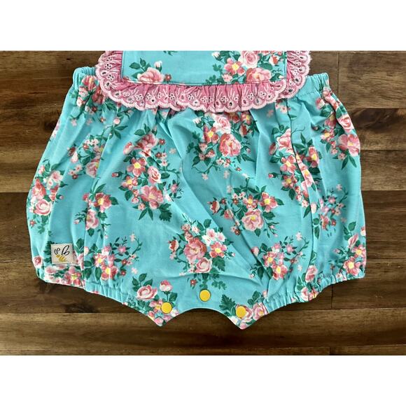 NWT Wildflowers La La Land Graceful Bubble Romper Blue Pink Floral Sleeveless 2 - Picture 4 of 7